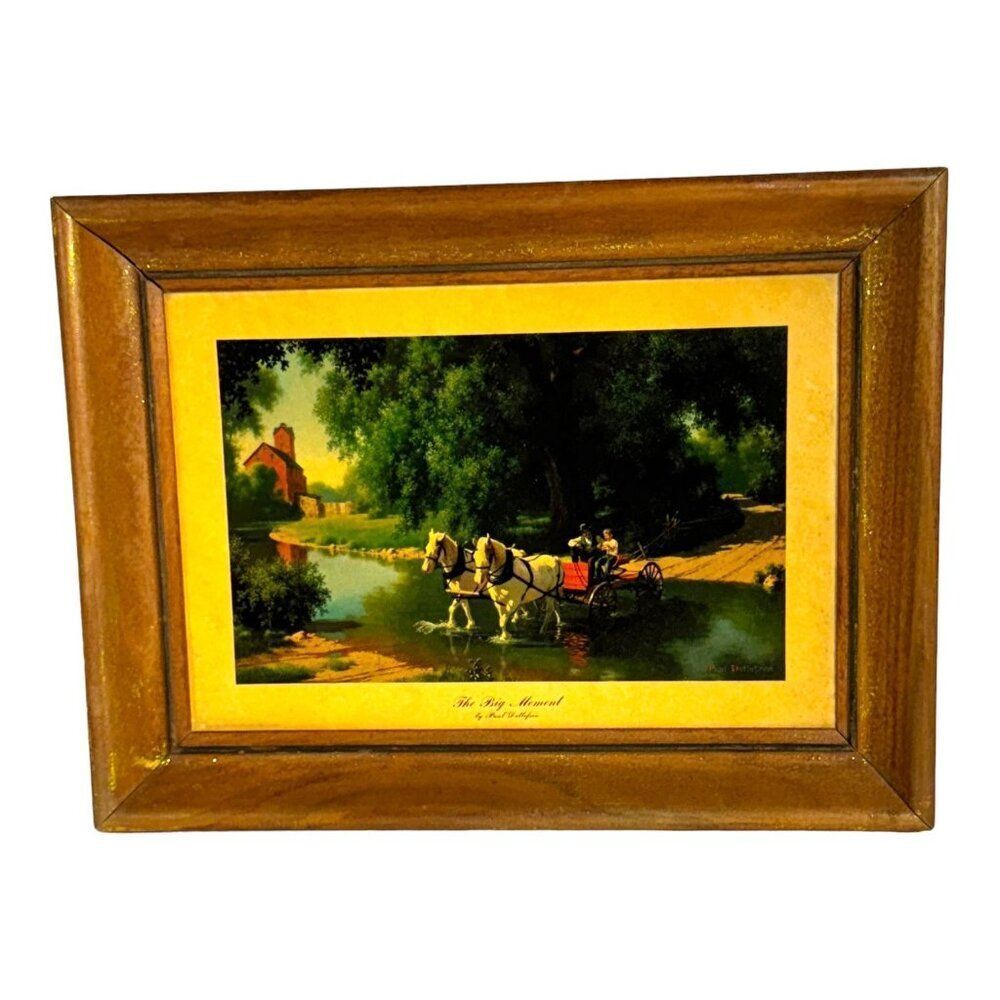 Paul Detlefsen "The Big Moment" Vintage Print In Wooden Frame Retro Cottage Core
